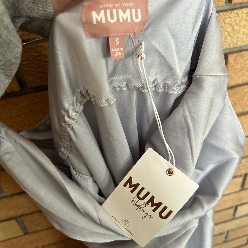 NWT Show Me Your MuMu Tuscany Maxi Slip Dress in Silver Luxe Satin - Size S - Picture 4 of 7